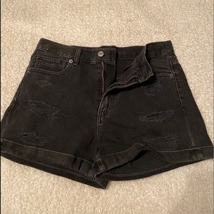 American Eagle Black Ripped Jean Shorts